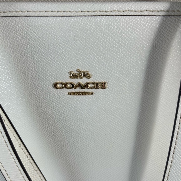 Coach City Zip TopChalk crossgrain Leather Tote - Picture 8 of 9